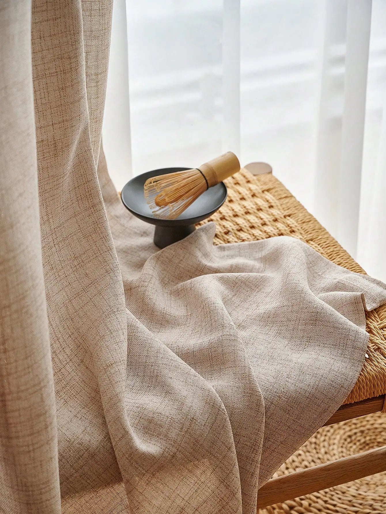 Linen texture window curtain