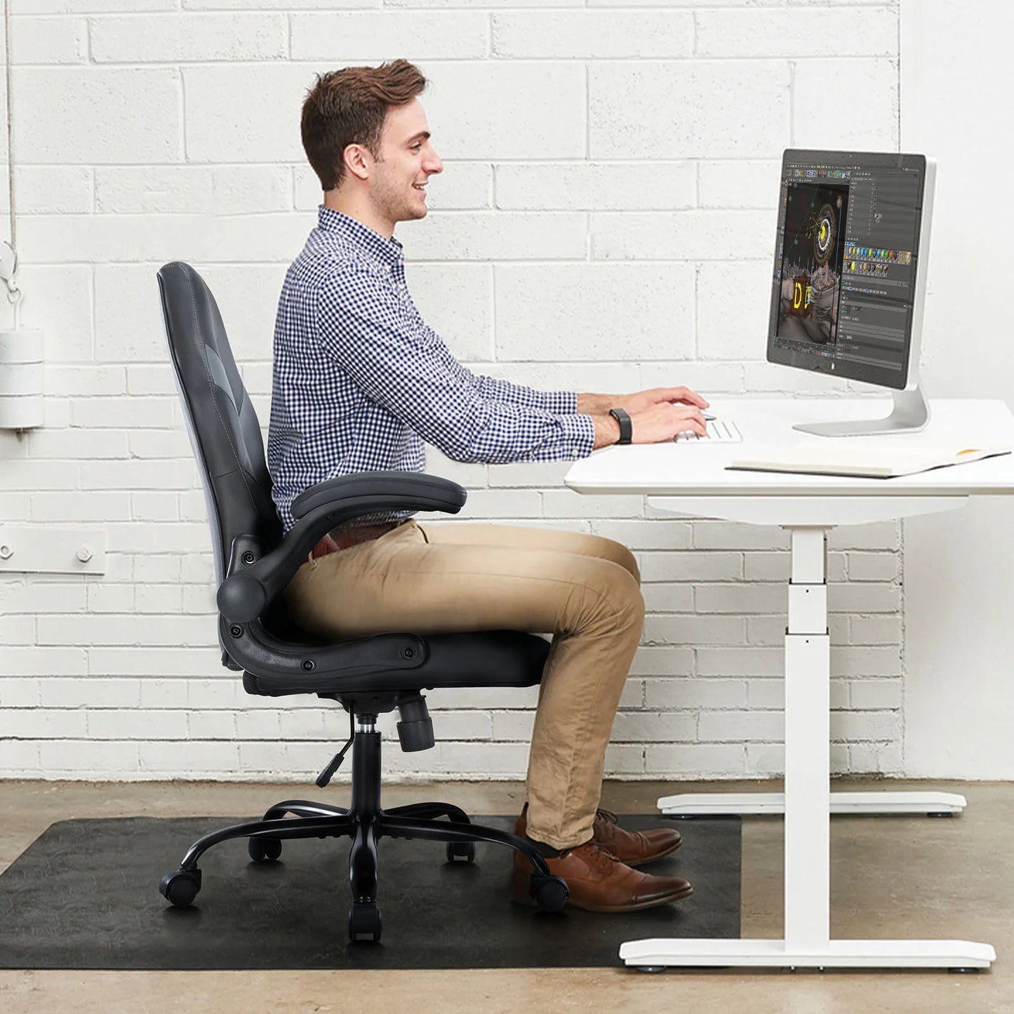 Desk Chair, Adjustable, Flip-up Armrest