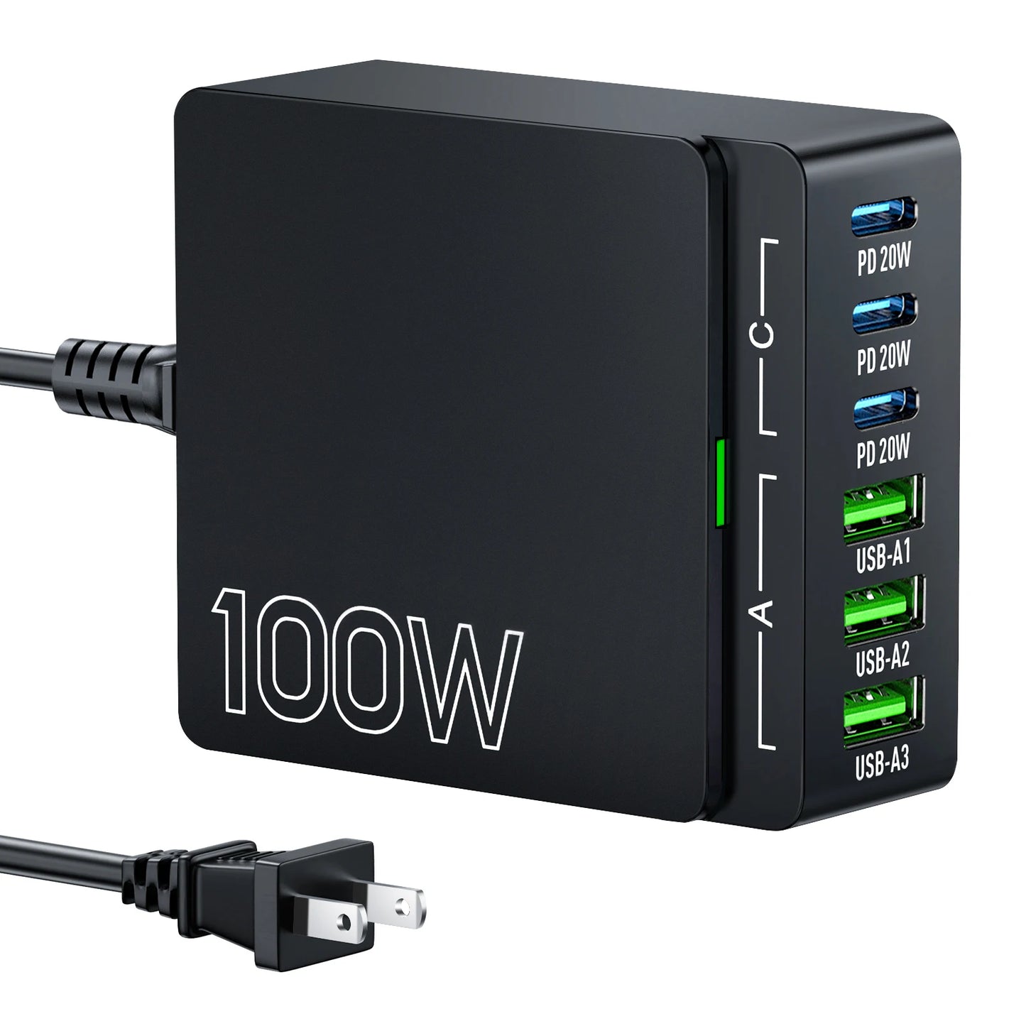 6-Port Quick Charge Hub PD 3.0 Type C and USB A