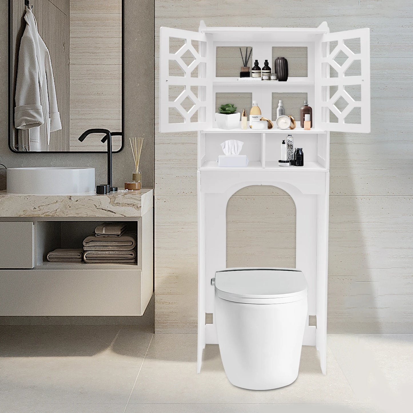 4 Tier Over The Toilet Storage Cabinet