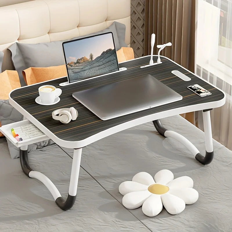 Portable Laptop Desk with USB Light, Tablet Slot