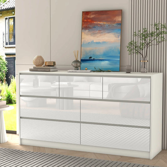 Dresser 7 Drawer, 55 Inch High Gloss
