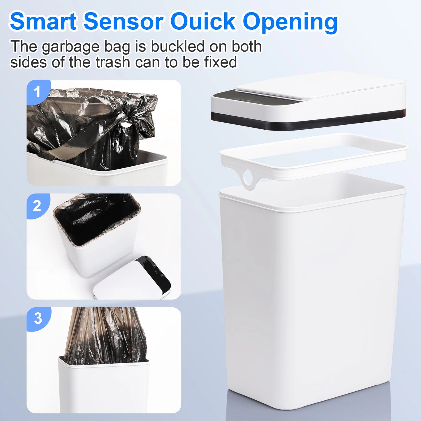 2 Pack Trash Cans Touchless Motion Sensor