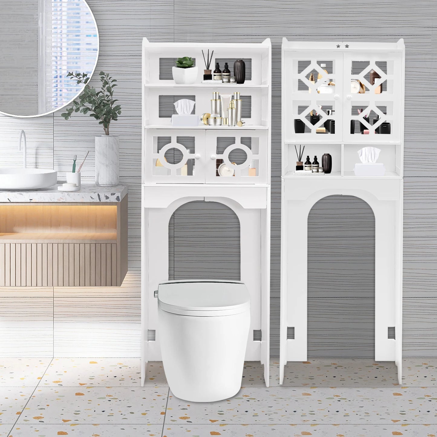 4 Tier Over The Toilet Storage Cabinet