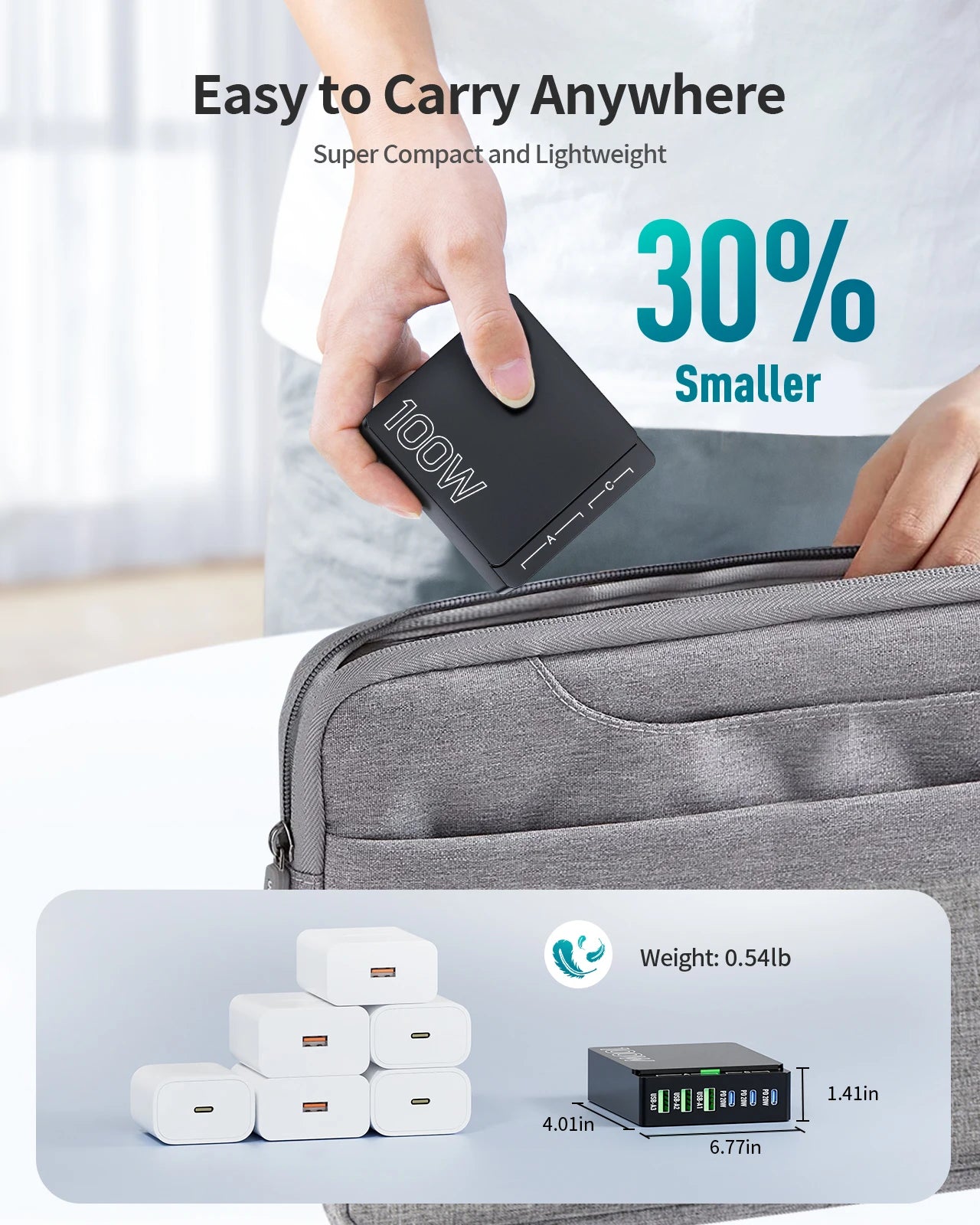 6-Port Quick Charge Hub PD 3.0 Type C and USB A