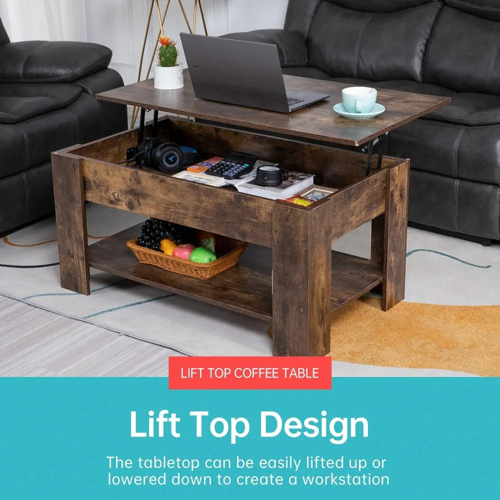 Lift Top Coffee Table with Hidden Compartment
