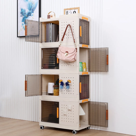 Stackable Collapsible Storage Bins with Wheels