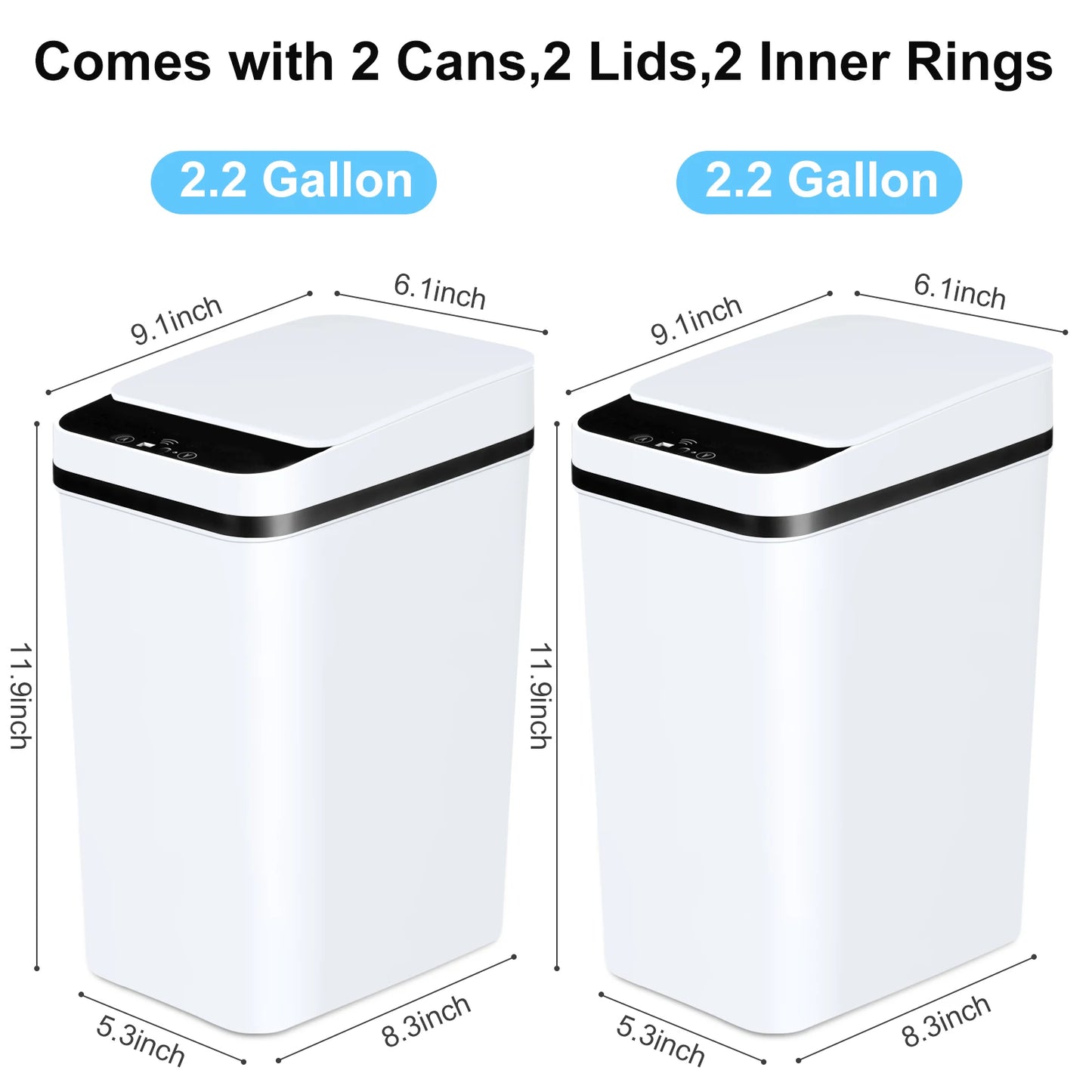 2 Pack Trash Cans Touchless Motion Sensor