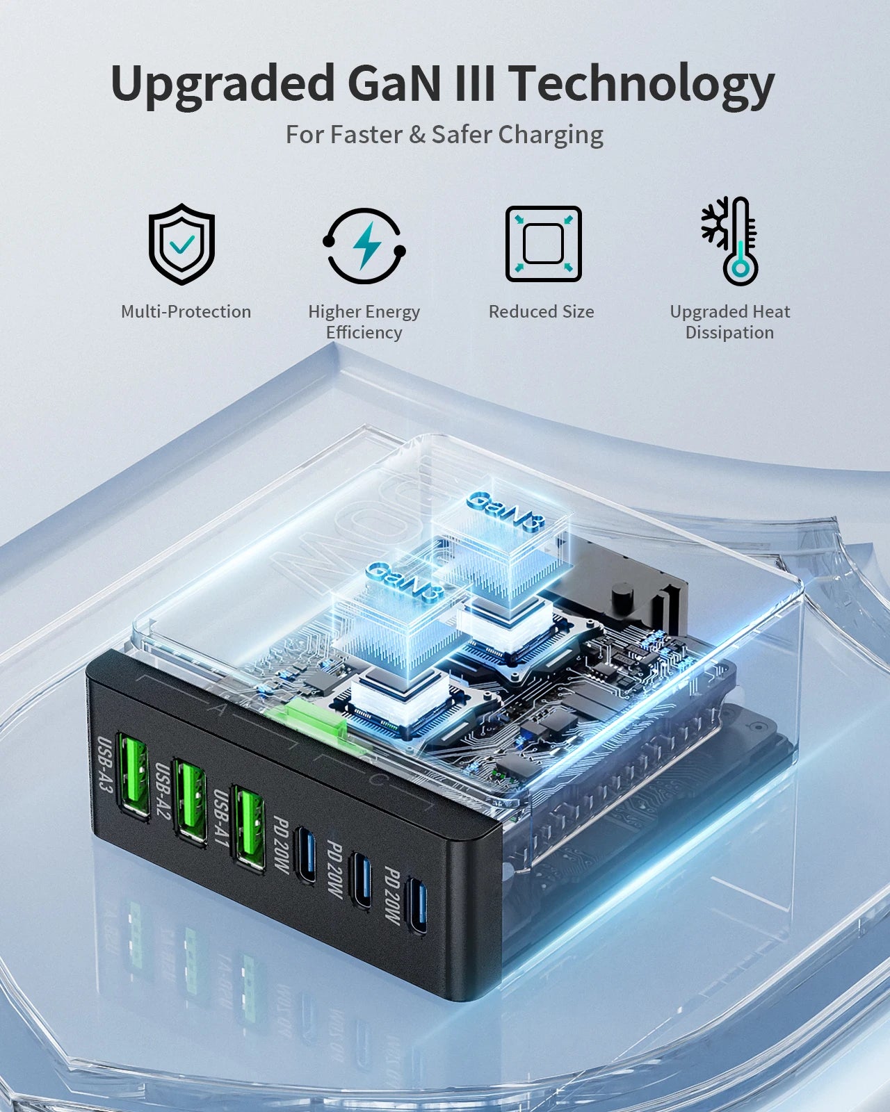 6-Port Quick Charge Hub PD 3.0 Type C and USB A