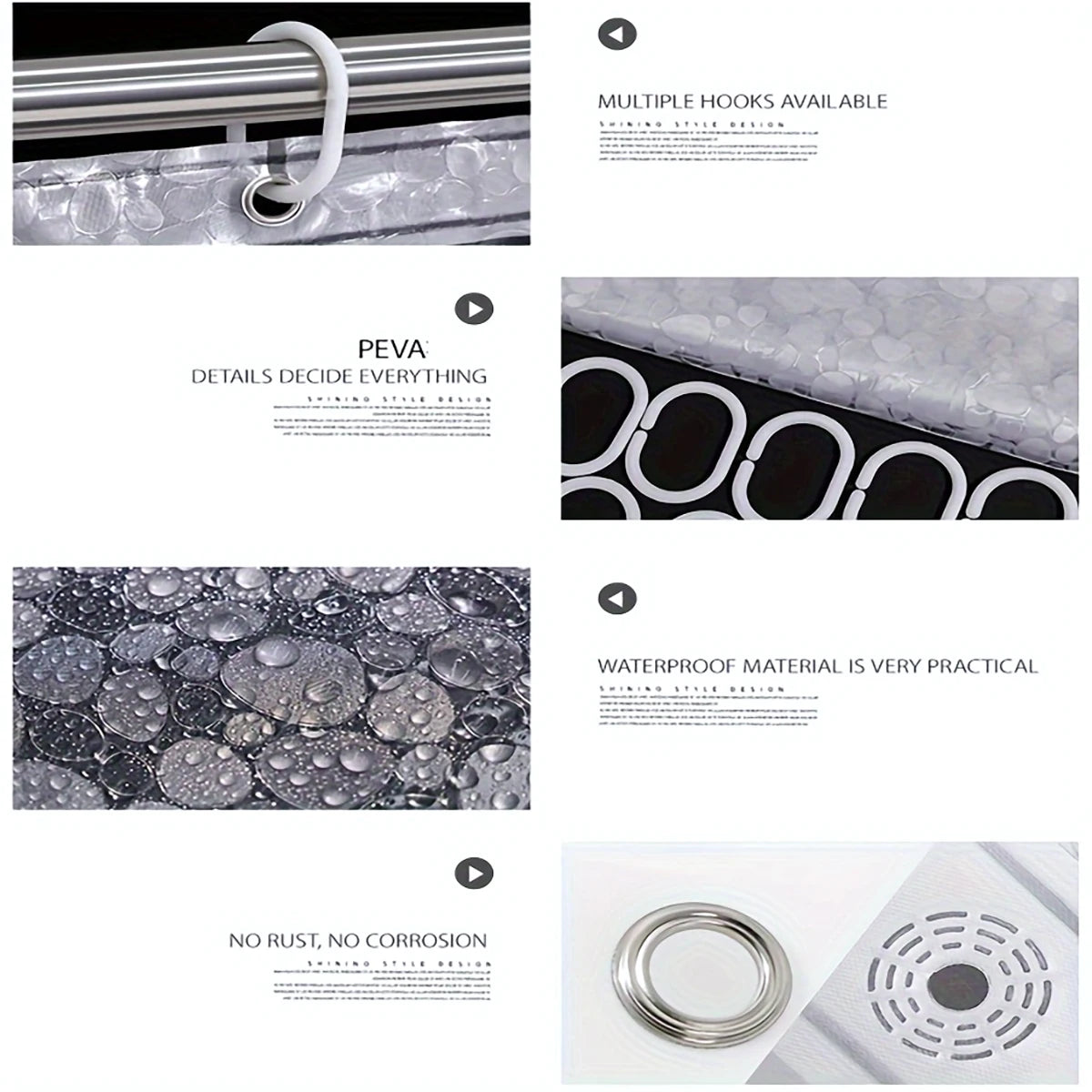 3D Pebble Pattern Shower Curtain Liner