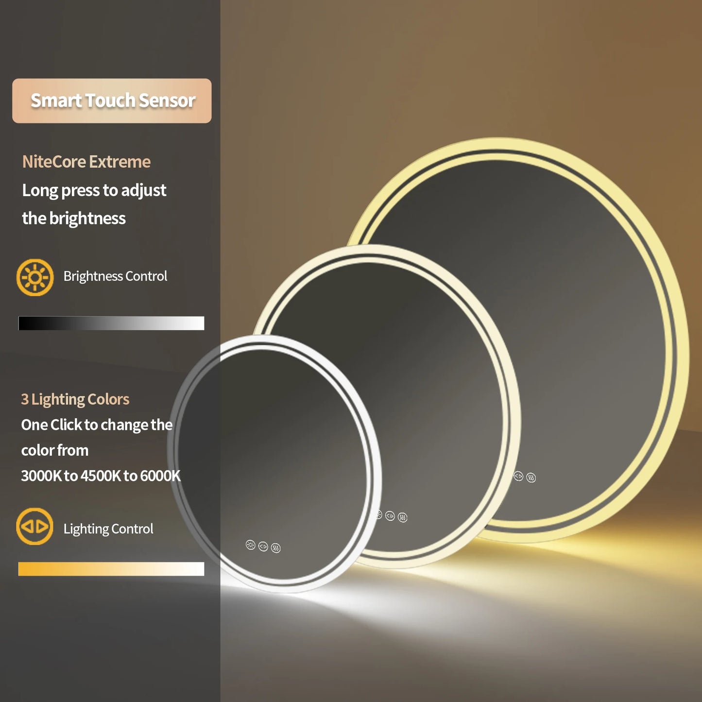 Mirror with LED Lights Circle Backlit