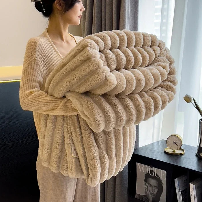 Blanket Solid Color Thickened Wide Striped