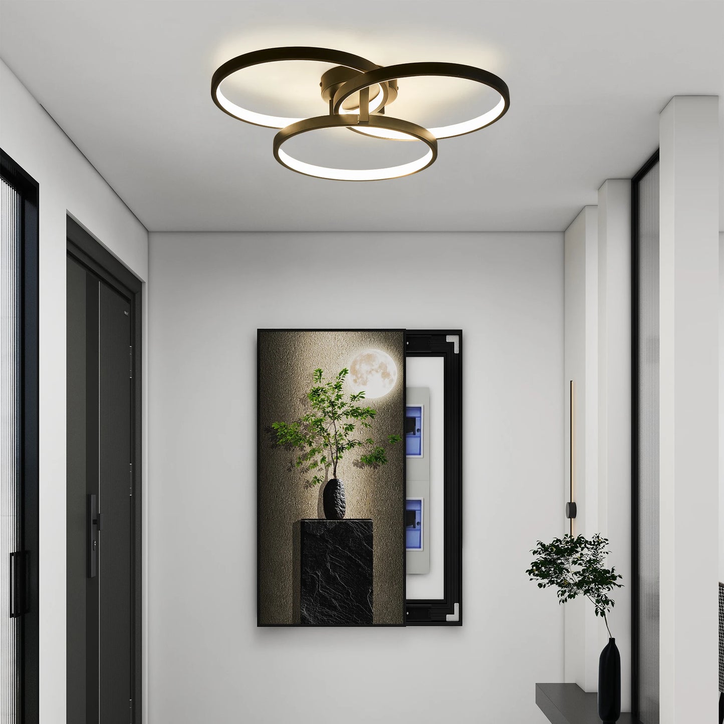 LED Ceiling Light 3-Ring Flush Mount Fixture