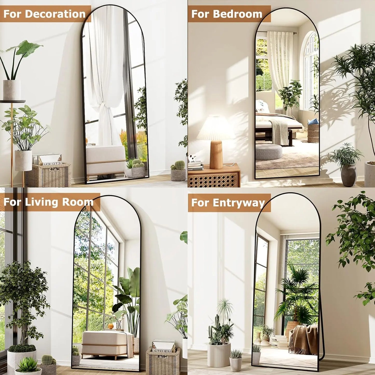 21x64 inch Arched Full Length Mirror-Aluminum Alloy Frame