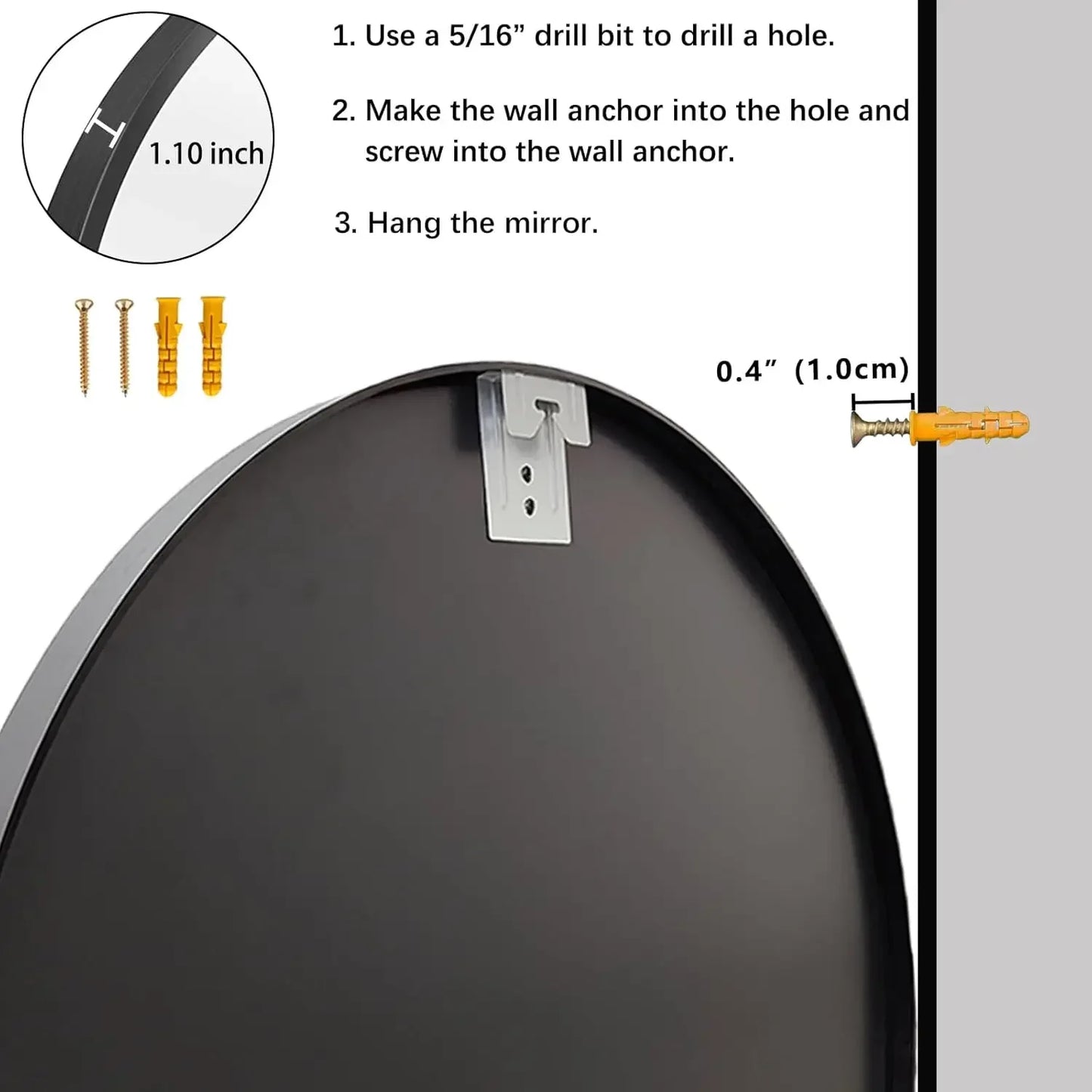 Black Round Mirror 24 inch