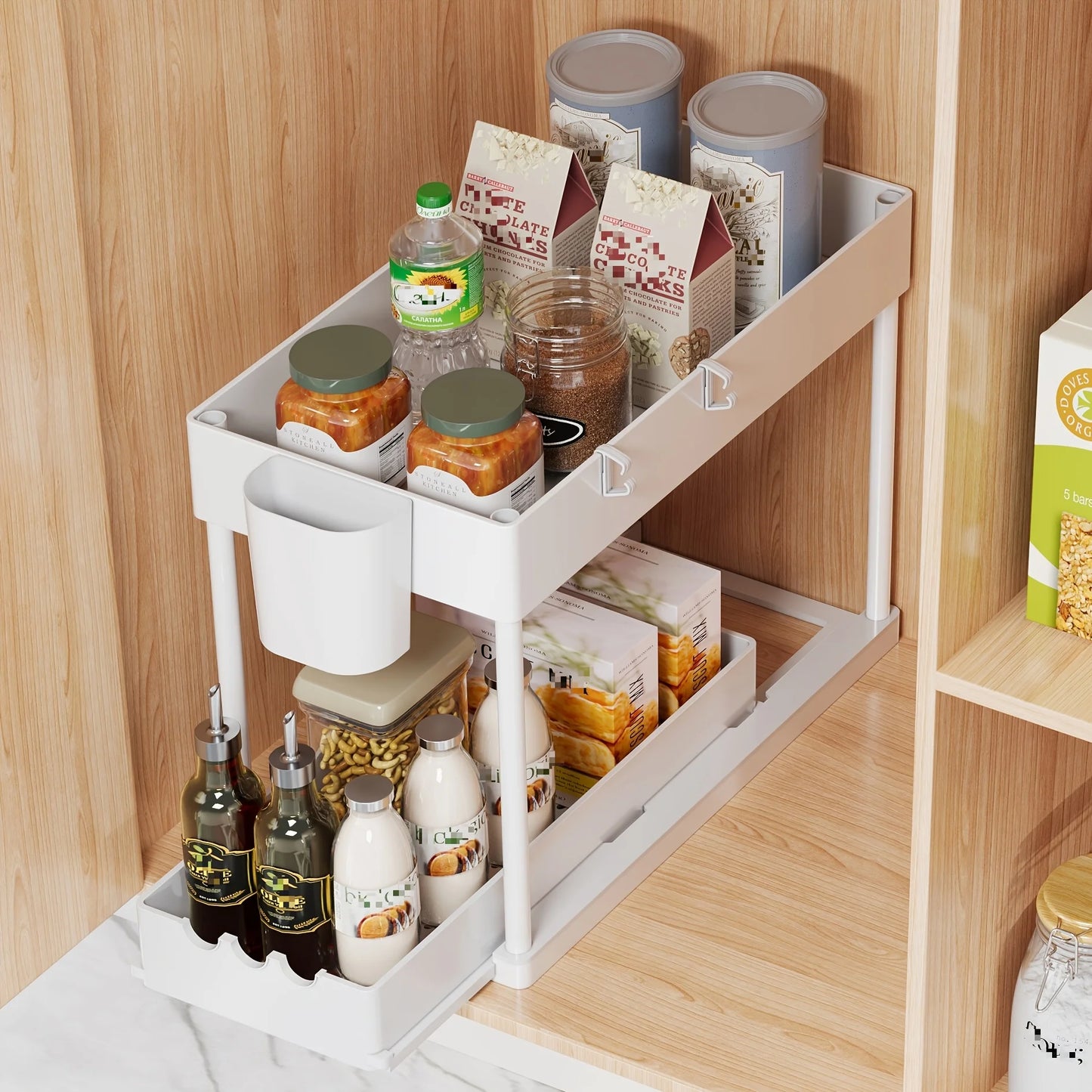 2-Tier Sliding Cabinet Organizer, Pull-Out Under Sink Rack