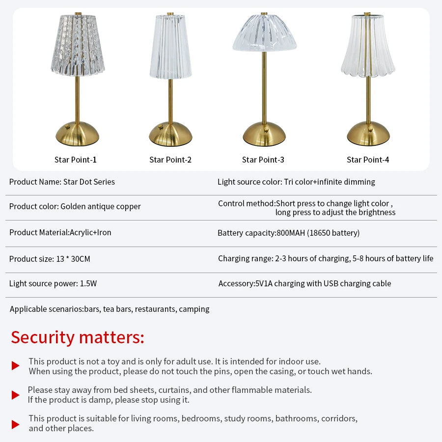 LED Table Lamp Touch Sensor Dimmable Night Light