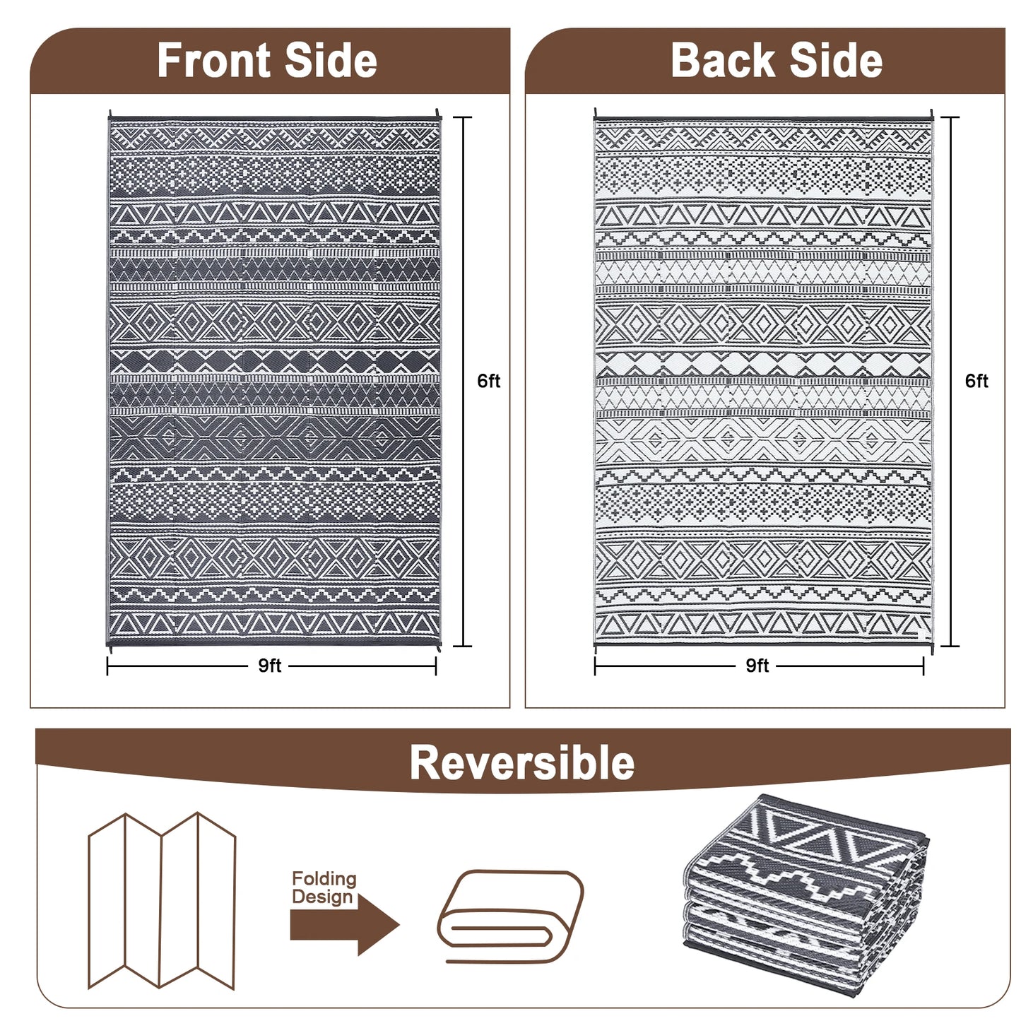 Outdoor 5x8 Waterproof Reversible Rug