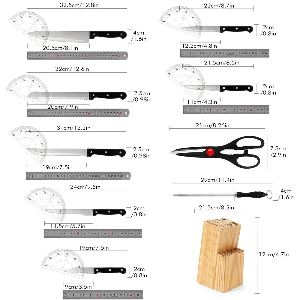 15pc Knife Set Stainless Steel