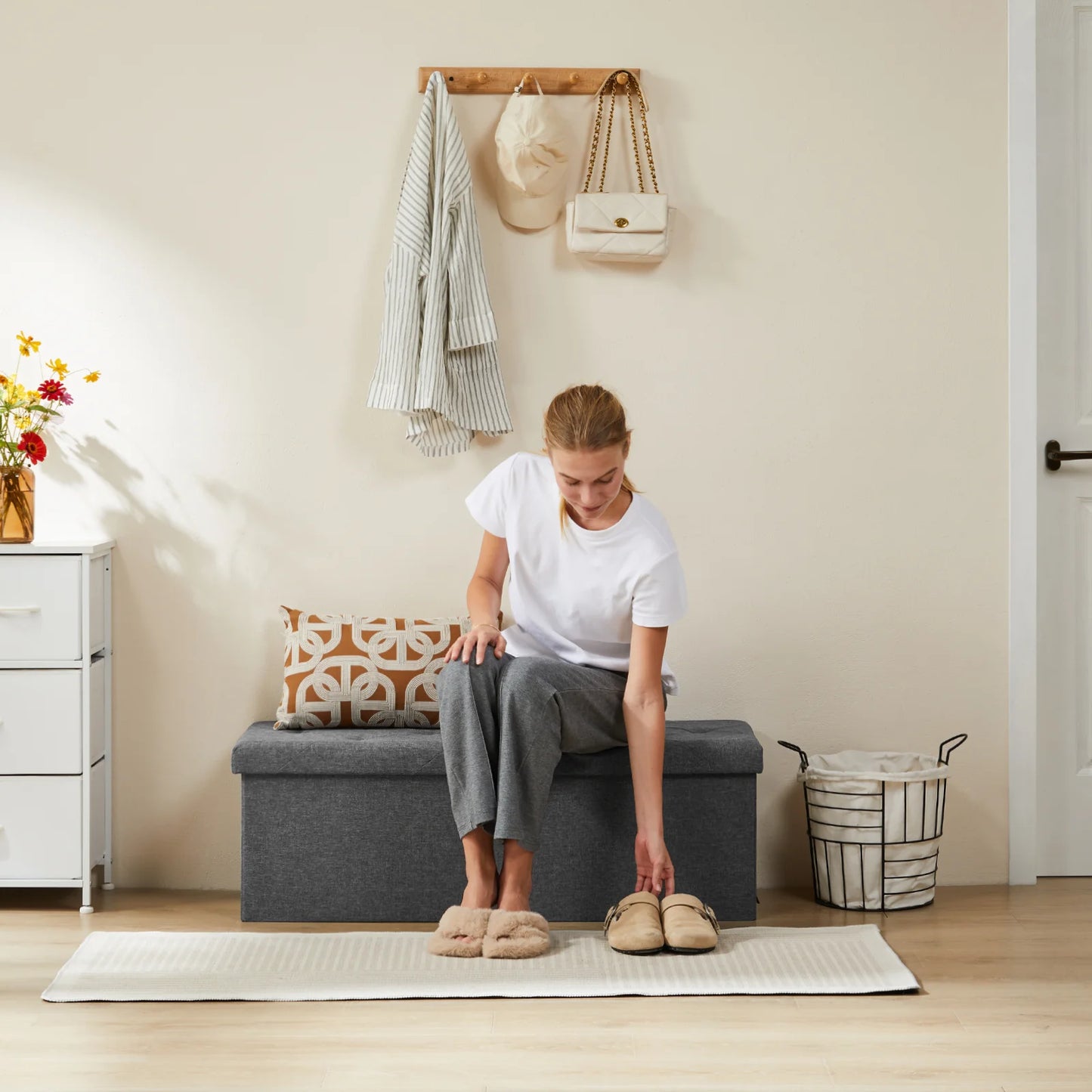 Hidden Storage Footstool Bench
