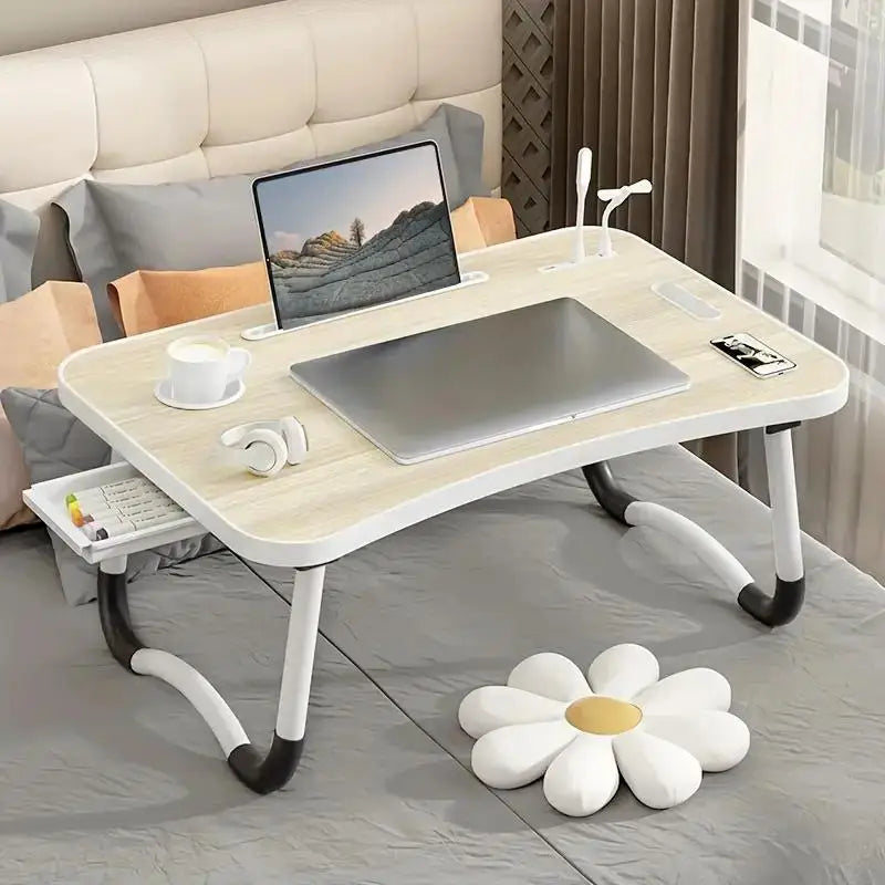 Portable Laptop Desk with USB Light, Tablet Slot