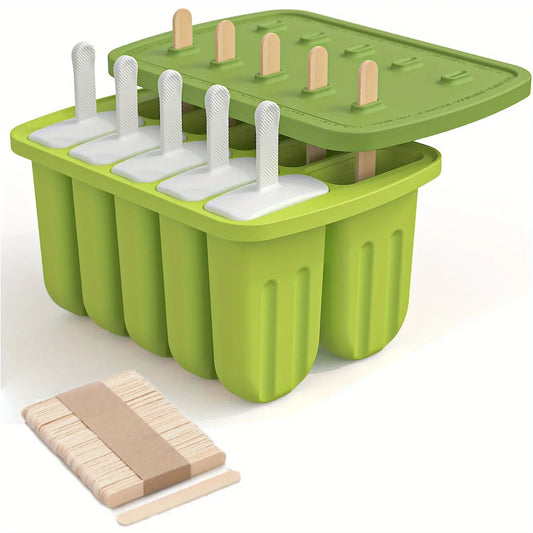 Silicone Popsicle Ice Cream Mold With Wooden Sticks