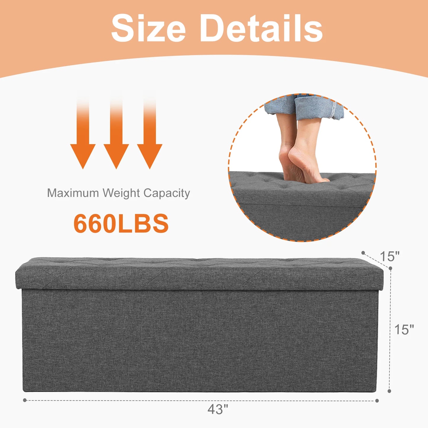 Hidden Storage Footstool Bench