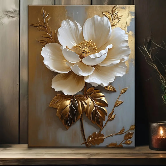 White Floral Canvas Wall Decor