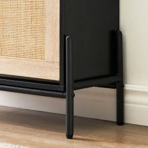 Natural Rattan Shoe Storage Cabinet with 4 Flip Drawers