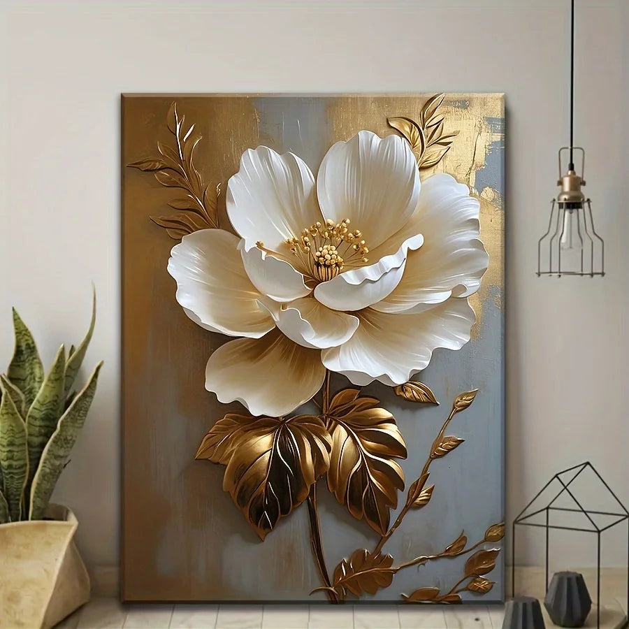 White Floral Canvas Wall Decor