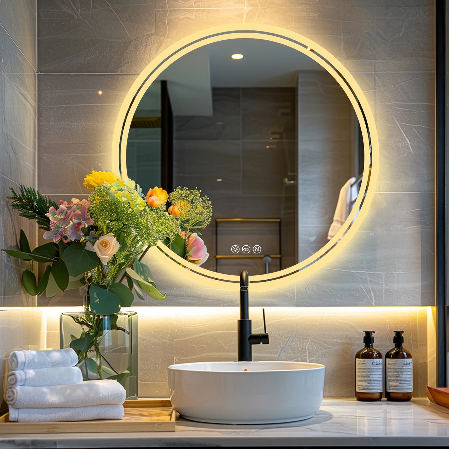 Mirror with LED Lights Circle Backlit