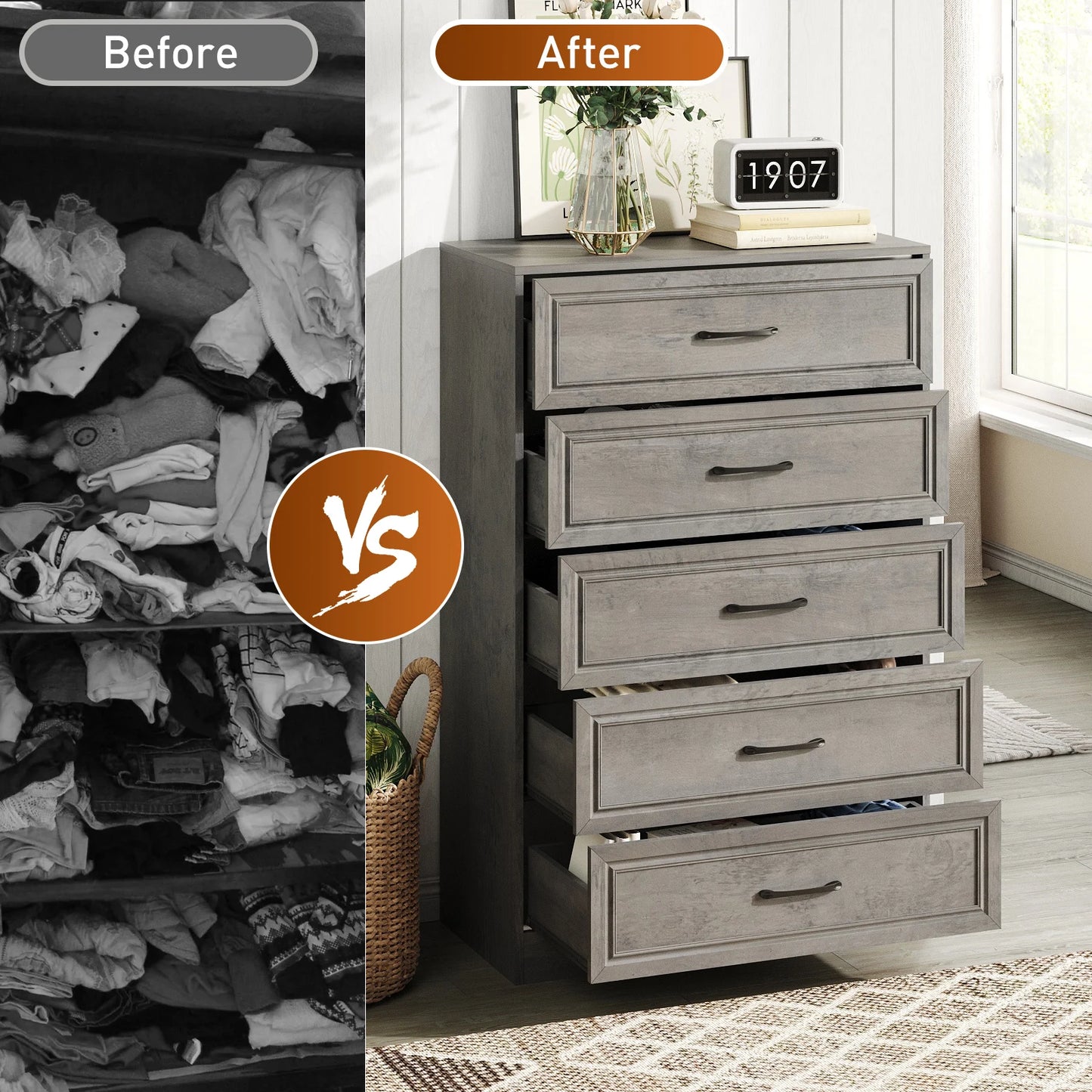 47'' Tall 5 Drawer Dresser