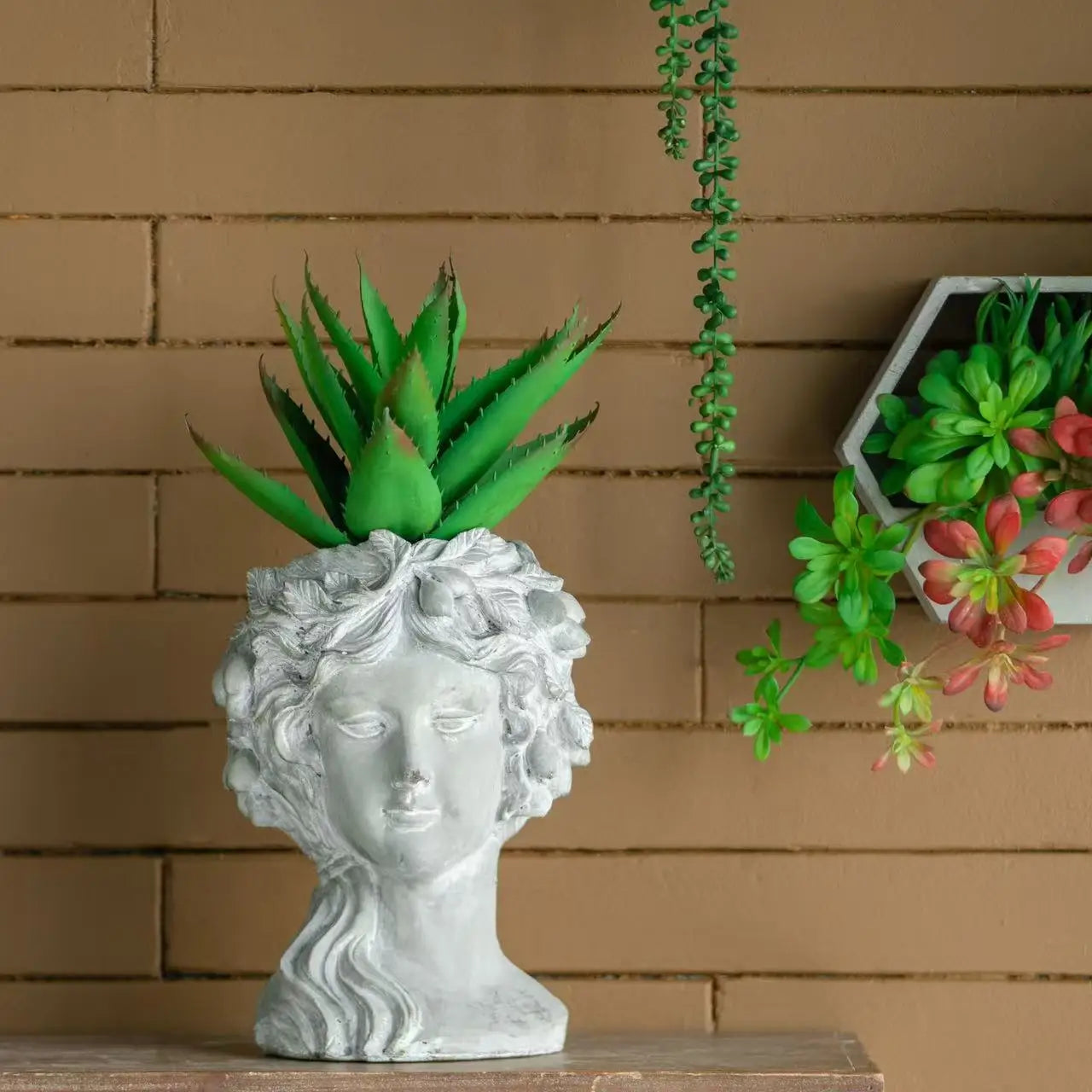 Cement Woman Bust Planter