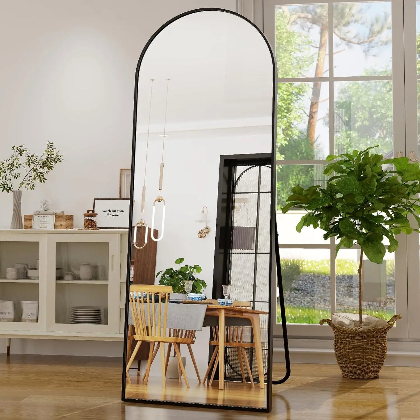 21x64 inch Arched Full Length Mirror-Aluminum Alloy Frame