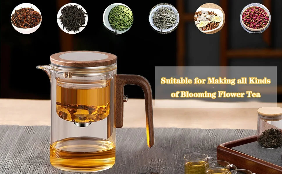 Tea Pot with One Click Switch Tea Filtration