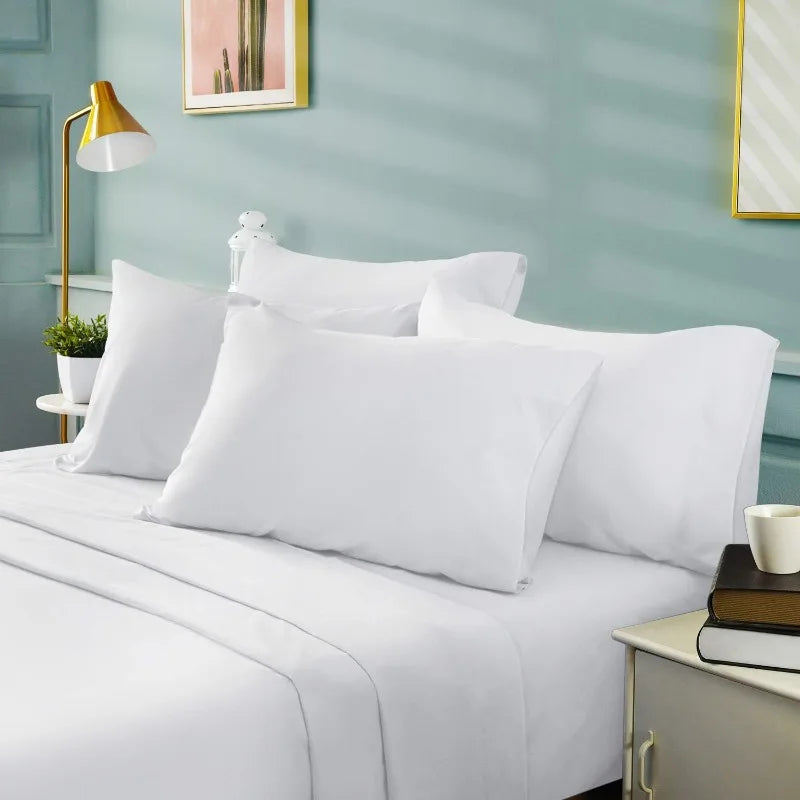 Bed Sheets Set 6 Piece(King, White)