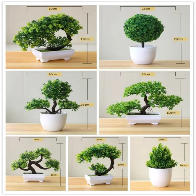 Artificial Potted Bonsai Green Small Tree Plants