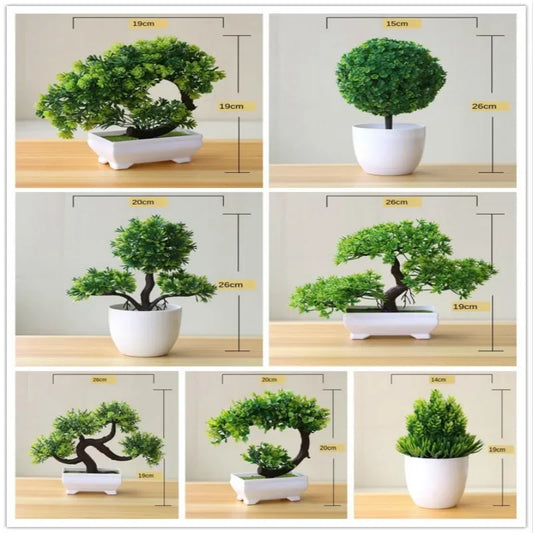 Artificial Potted Bonsai Green Small Tree Plants