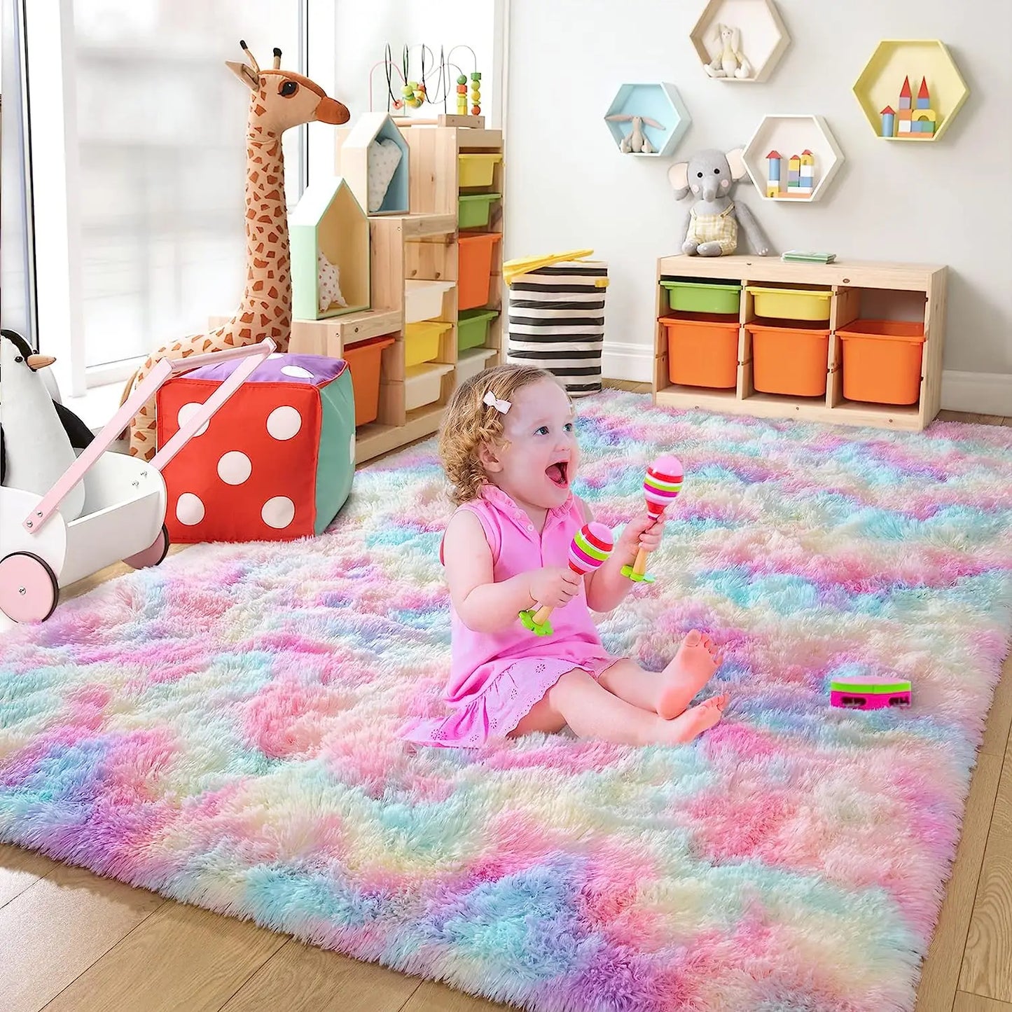 Fluffy Area Rug Non Slip for Hardwood Floors