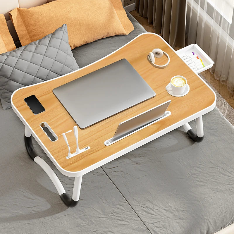 Portable Laptop Desk with USB Light, Tablet Slot