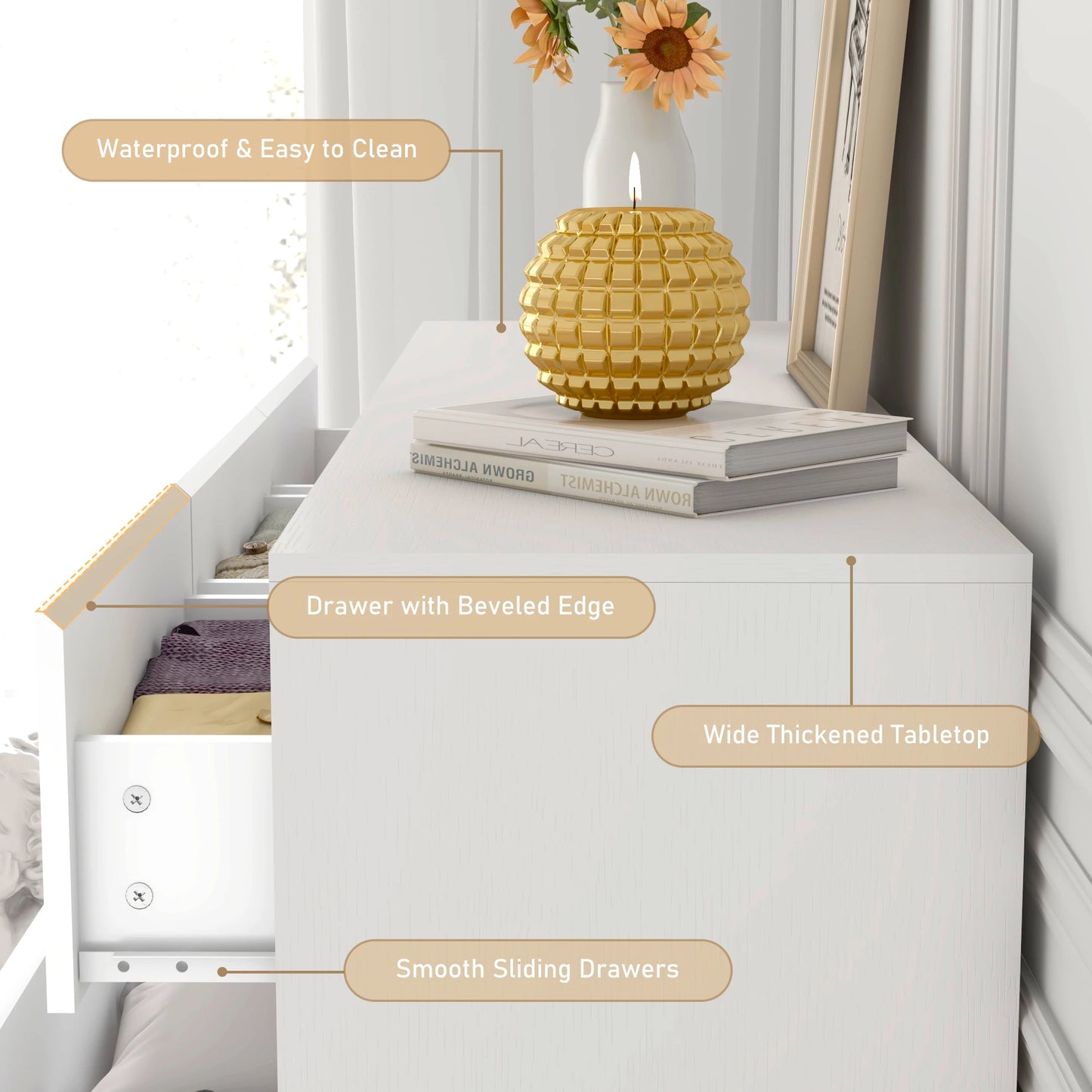 Dresser 7 Drawer, 55 Inch High Gloss