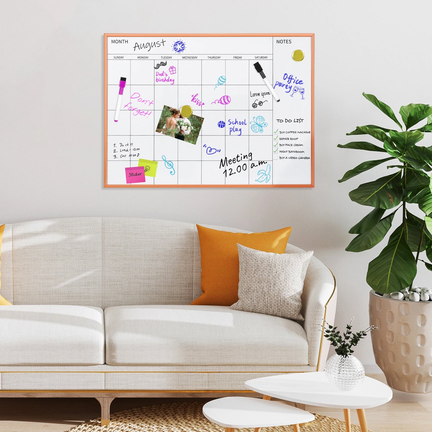 Rose Gold Whiteboard 23"x17"