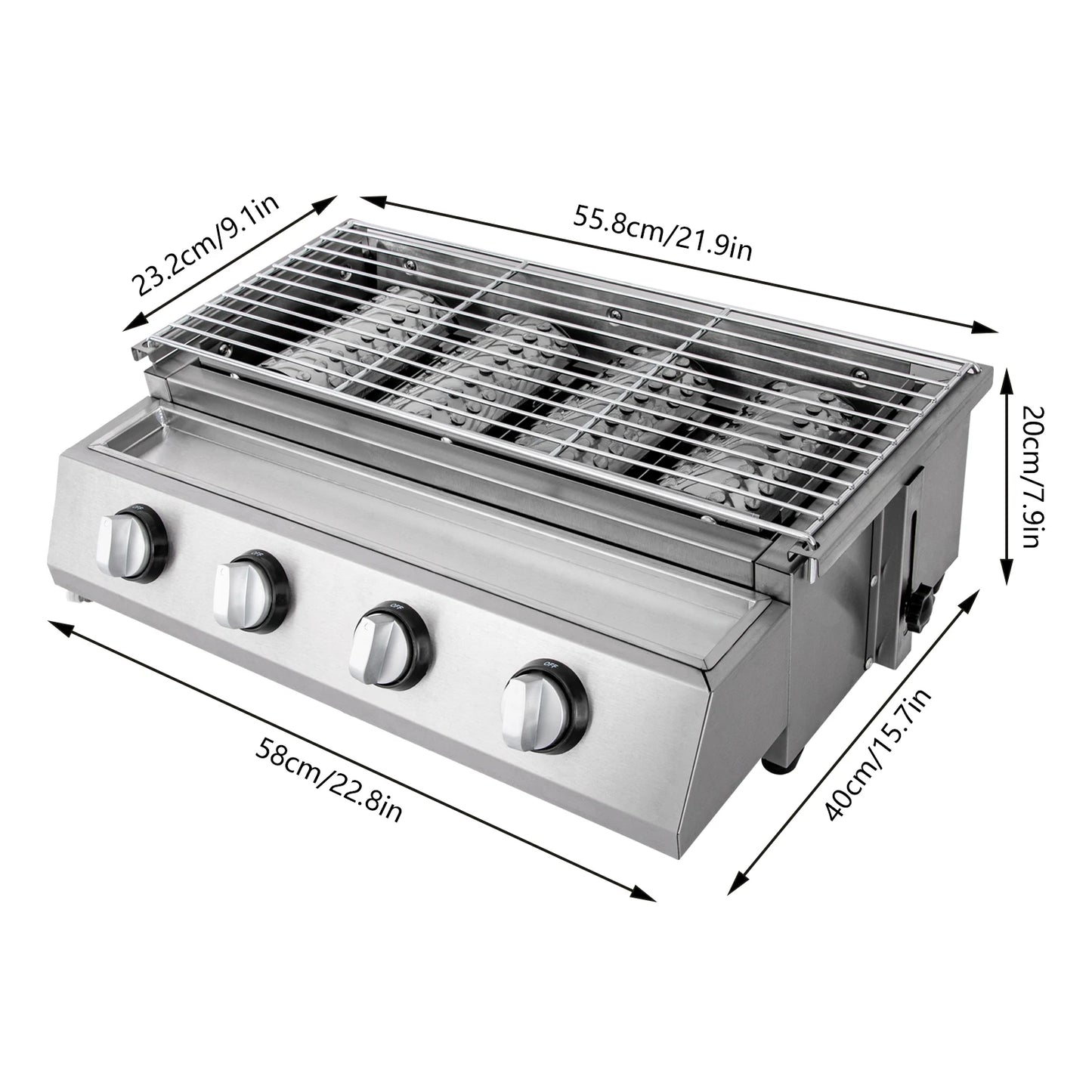 Smokeless Barbecue Grill 4 Burners LPG Gas Portable