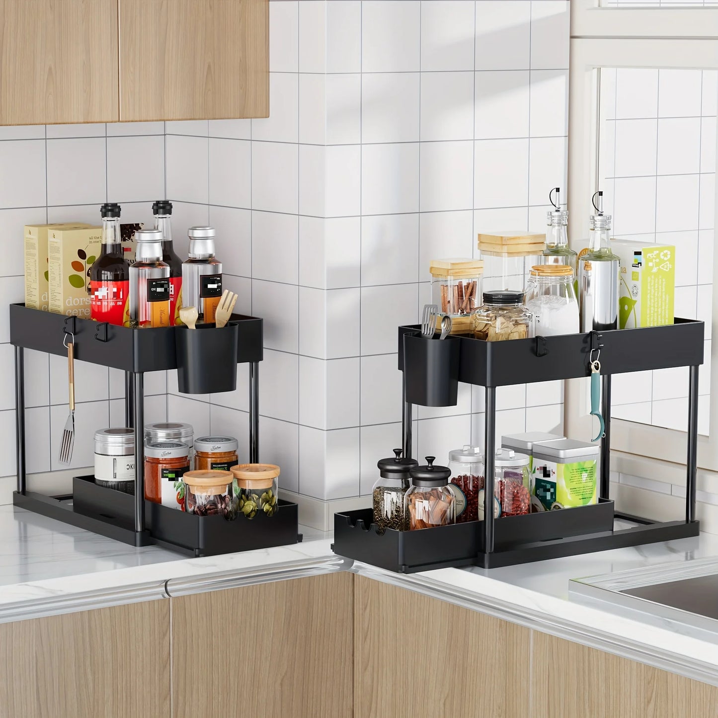 2-Tier Sliding Cabinet Organizer, Pull-Out Under Sink Rack