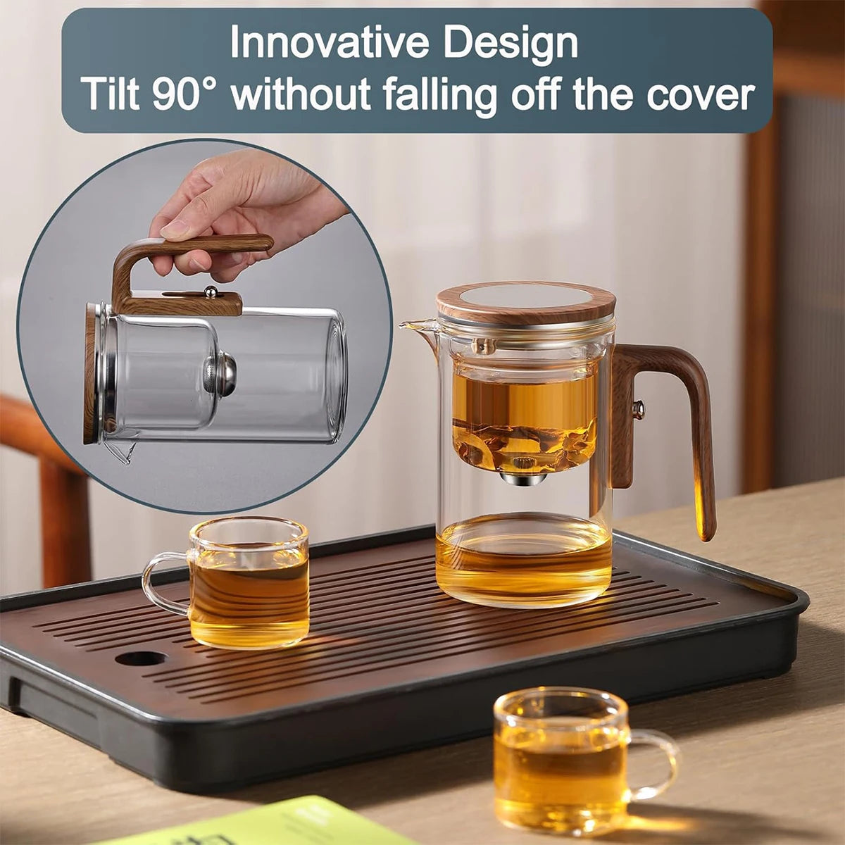 Tea Pot with One Click Switch Tea Filtration