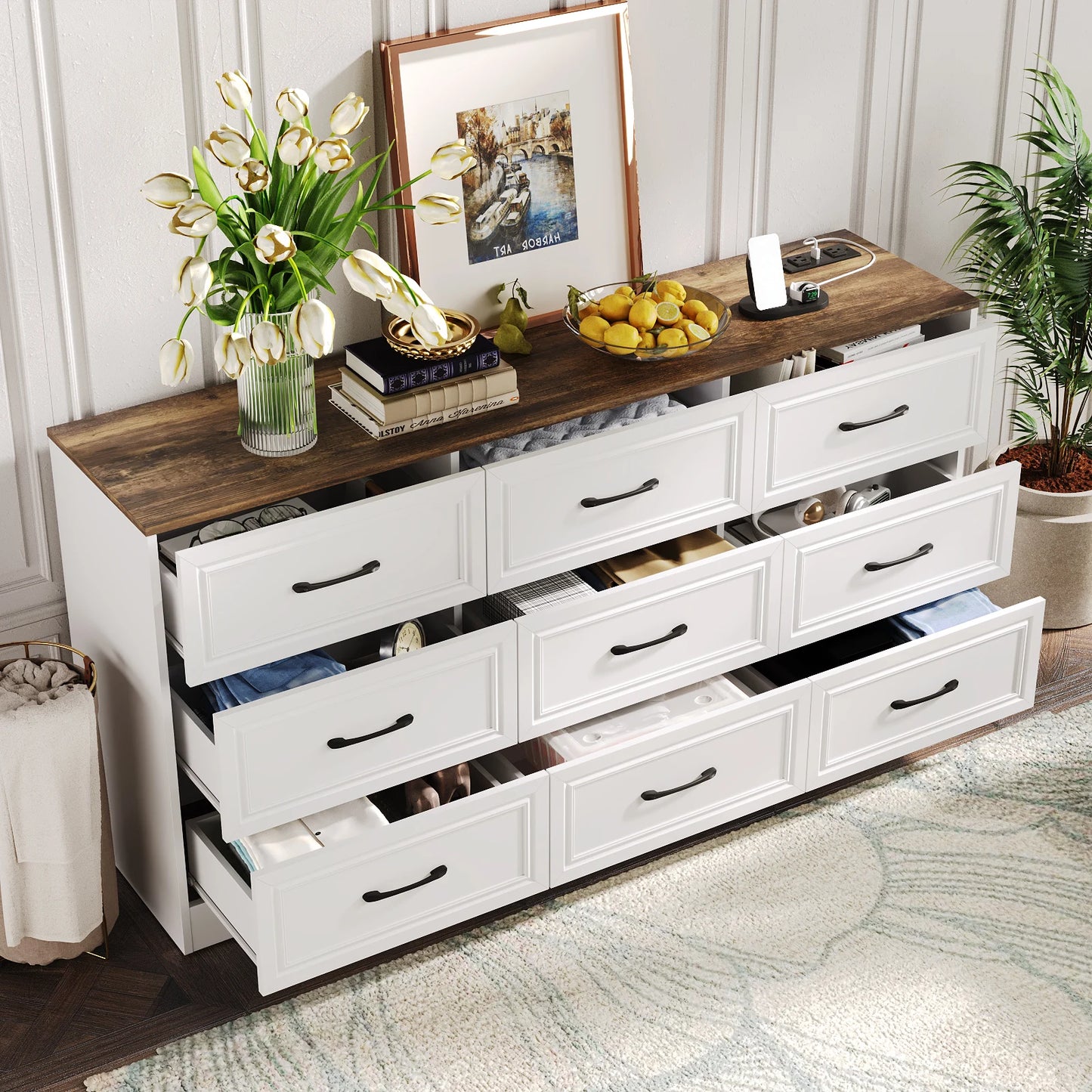 9 Drawer Dresser with Power Outlet