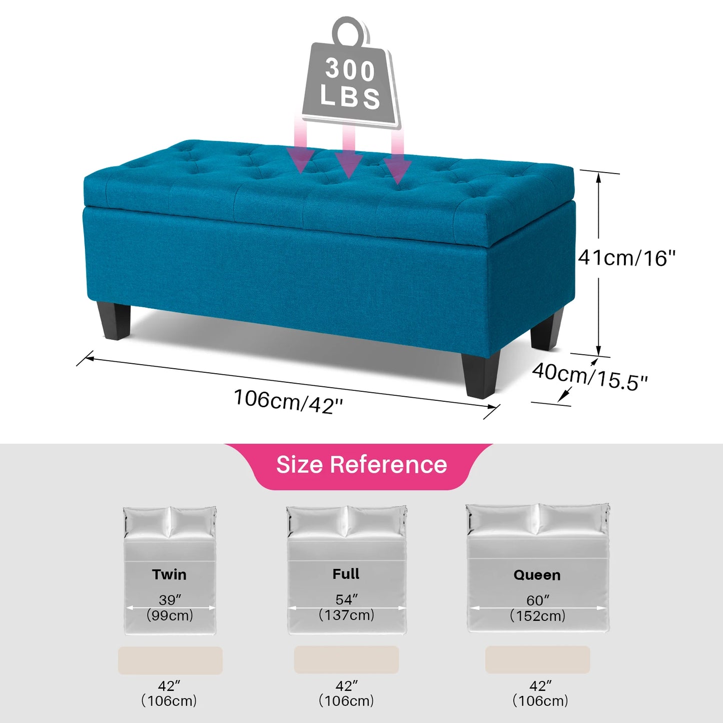 42'' Storage Ottoman Bench