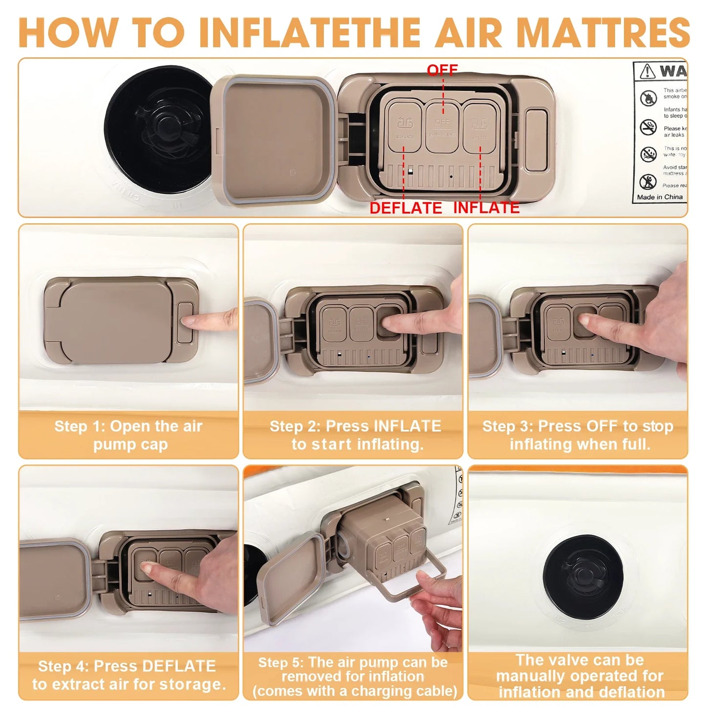 Air Mattress Double Size with Built-in Pump