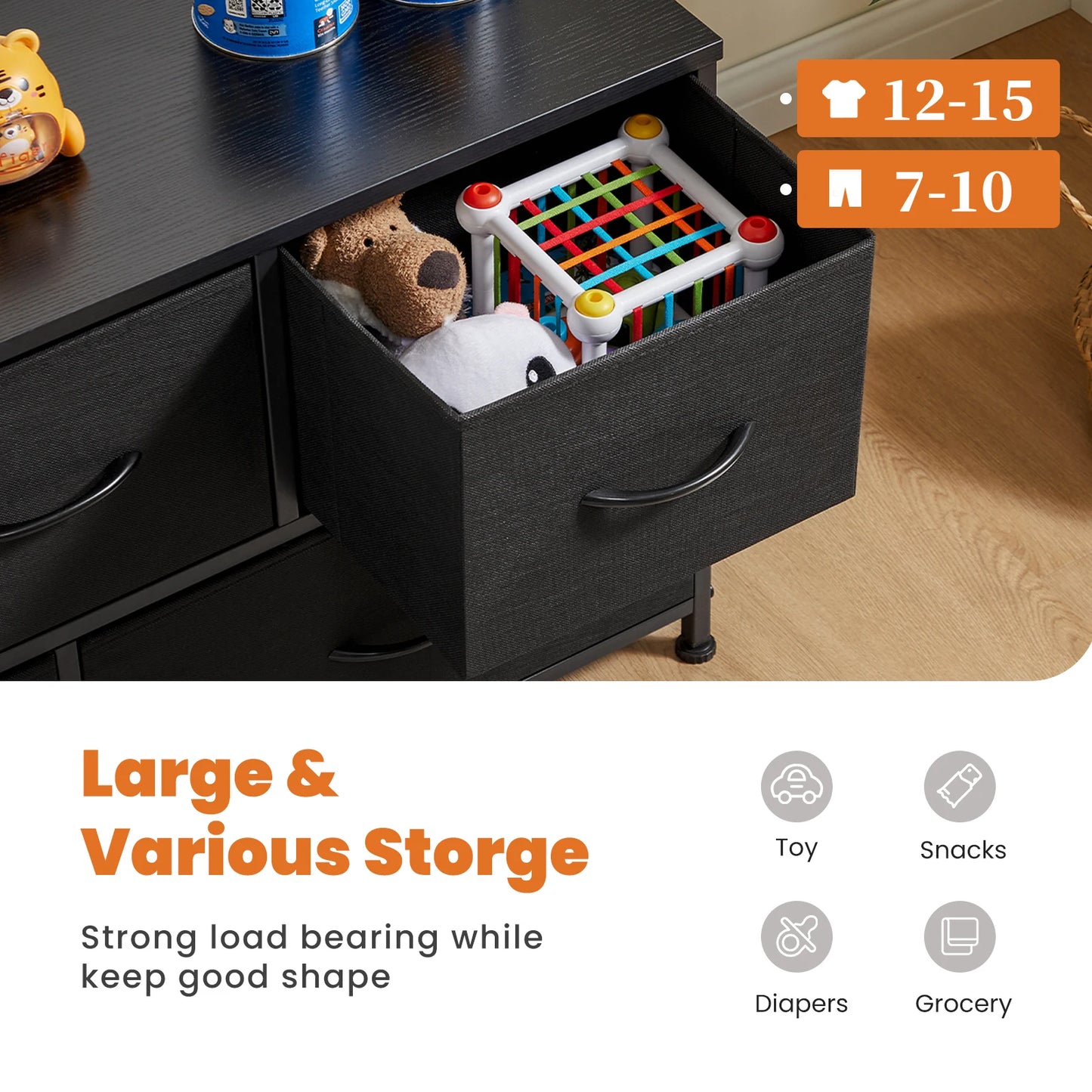 Cabinet Dresser With 5 Fabric Drawers