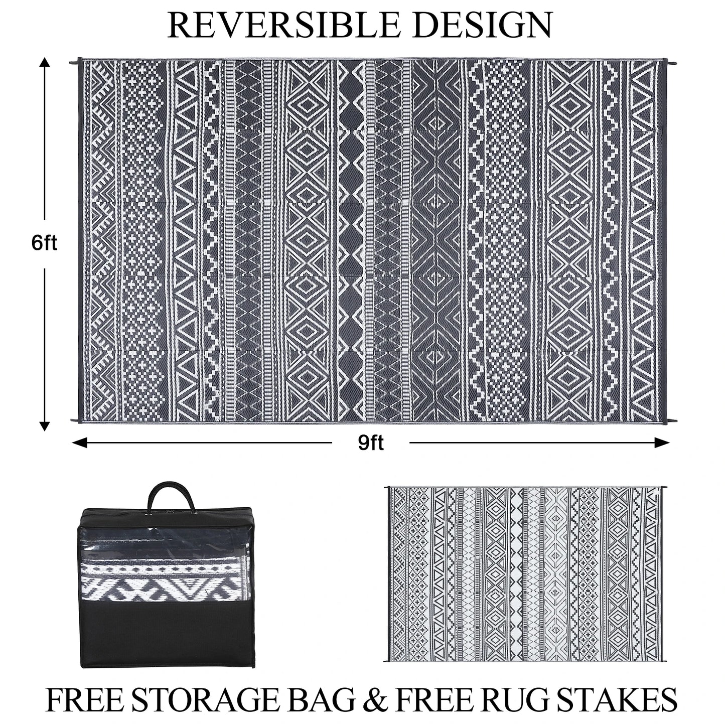 Outdoor 5x8 Waterproof Reversible Rug